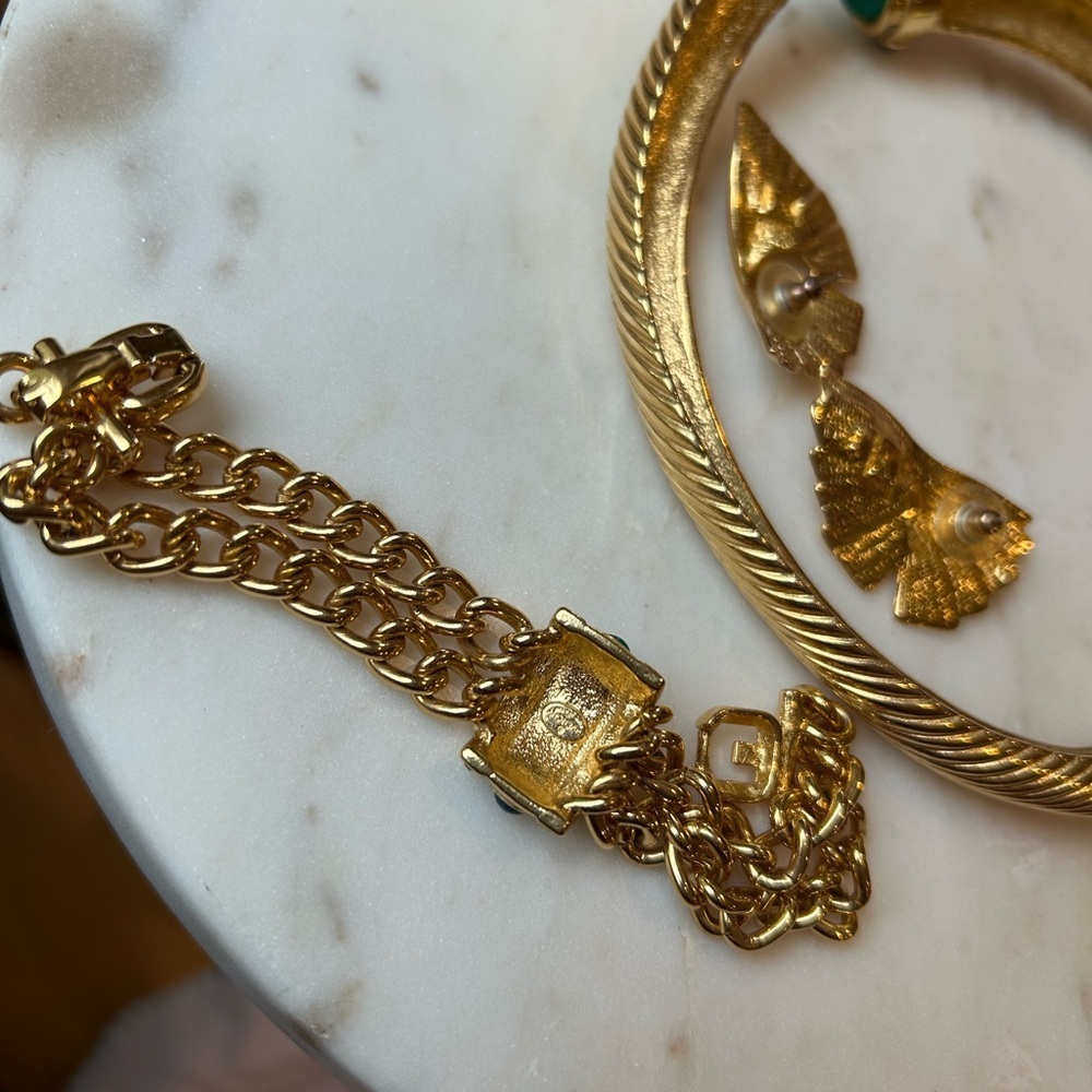 Givenchy Gold Necklace Set with Jewel Accents  2 piece bracelet and necklace - Picture 6 of 10